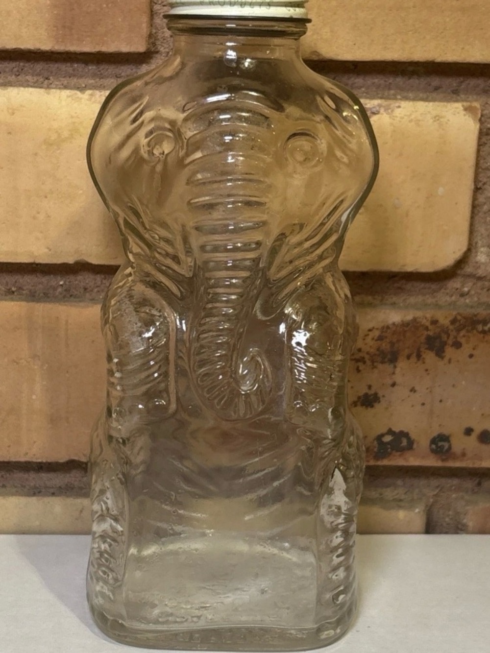 Vtg 1953 Grapette Soda Syrup Glass Elephant Coin Bank Bottle Camden 7 1/4
